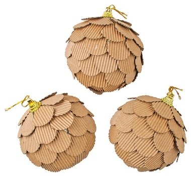 Polystyrene Christmas Balls 8 cm, Set of 3, Brown 