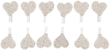 Heart w/Sequins on Peg 2 cm, 12 pcs