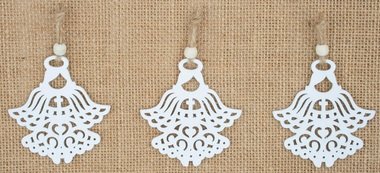 Hanging Wooden Angel 6 cm, 3 pcs