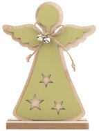 4889 Anděl dřevěný zelený na postavení
 13 x 18 cm-1