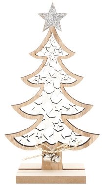 Wooden Tree with  White Stars 10 x 20 cm