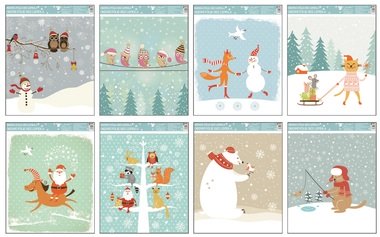 Decorative Window Cling with Glitter Animals in Winter 29 × 24 cm