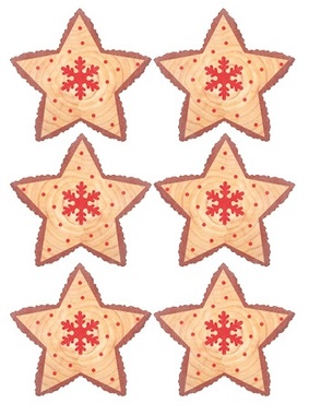 Wooden Star w/Tape 4,5 cm, 6 pcs