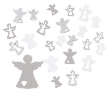 Wooden Angel Grey and White 2,5 cm 12 pcs + 3,5 cm 12 pcs