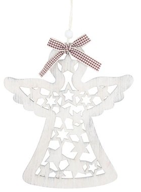 Hanging Wooden Angel 10 x 11,5 cm, Grey
