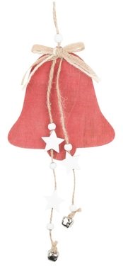 Hanging Wooden Bell 11,5 x 20 cm, Red 