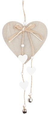 Hanging Wooden Heart 12 x 25 cm, Grey 
