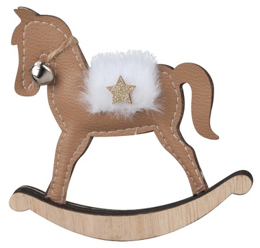 Rocking Horse with Leather Imitation 11 x 11.5 cm