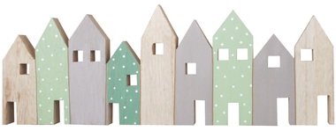 Standing Wooden Houses 40 x 14.5 cm