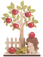 5143 Dřevěn&yacute; strom s plotem a ježkem 23 cm -1