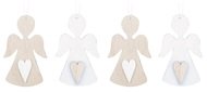 Hanging Wooden Angels 7 cm, 4 pcs