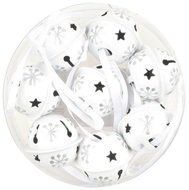 5338 Rolničky se stříbrným potiskem 3 cm, 8 ks, bílé-1