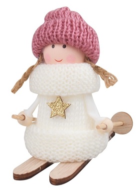 Skier in White Knitted Sweater 11 cm 