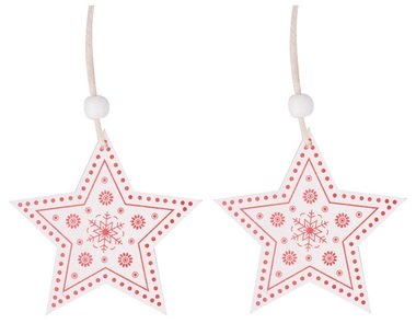 Hanging Wooden Stars White 8 cm, 2 pcs 
