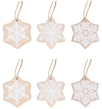 Hanging Wooden Snowflakes 5,5 cm, 24 pcs in Box 