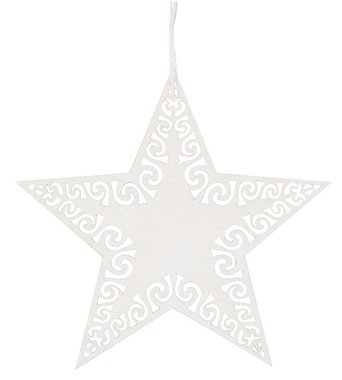 Hanging Wooden Star 8 cm, White 