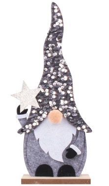 Standing Felt gnome w/Glittering Hat 29 cm 