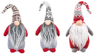 Standing Gnome in Hat with Norwegian pattern 22 cm