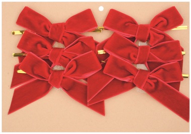 Velvet Ribbon Bow 10 cm, 6 pcs RED
