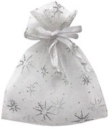White Organza Bag with silver stars 9x12 cm