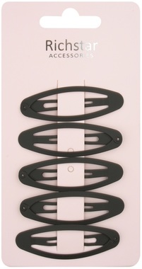 Hair Clips Ellipse Black 6 cm 5 pcs