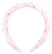 Braid Headband with Pearls, Pink