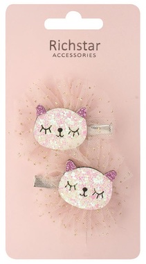 Clips with Kittens and Glitter 6 x 5.5 x 1 cm, 2 pcs