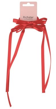 Red Elastic Band Bow 10.5 x 1 cm + 24 cm Ribbon, 2 pcs