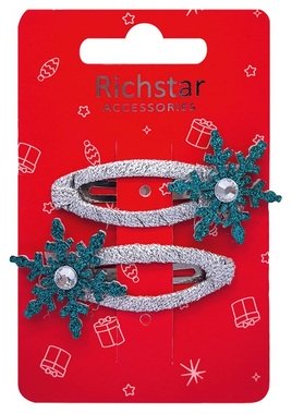 Flake Clips with Glitter 6 x 3.5 x 0.3 cm, 2 pcs