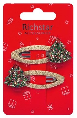Tree Clips with Glitter 6 x 3 x 0.5 cm, 2 pcs