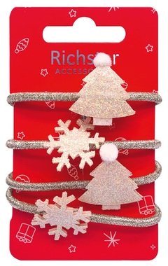 Christmas Elastic Bands with Glitter 4 pcs