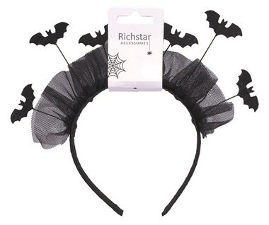 Headband with Bats, Black, circumference 37 cm