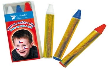 Face and body paints, 3 pcs × 2.5 g – white, red, blue