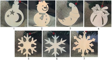 Wooden Stencil Christmas 10 cm, 2 pcs Bag