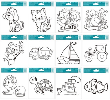 Stencils with rised outline 14 x 14 cm, assort