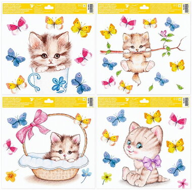 Window Cling Kittens and Butterflies 30 x 33.5 cm