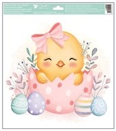 Decorative Window Cling – Chick with pink Egg