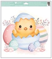 Decorative Window Cling – Chick with light blue Egg
