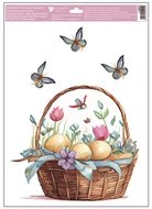 Decorative Window Cling – Basket with yellow Eggs