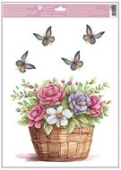 Decorative Window Cling – Basket with Flowers