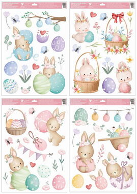 Window Cling with Glitter Easter Bunnies 35 x 50 cm
