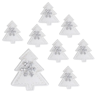 Trees White 3 cm, 8 pcs 