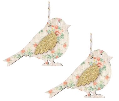Wooden Bird for hanging 8 x 5 x 0,5 cm, 2 pcs