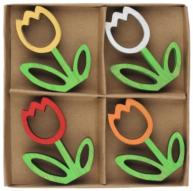 Tulip wooden 4.5 x 6 x 0.5 cm, 8 pcs in a box