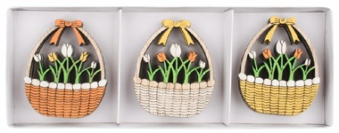 Wooden Basket with Tulips 4.5 x 5.5 x 0.5 cm with sticker, 6 pcs in a box