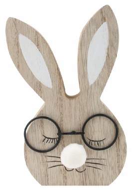 Bunny in glasses wooden brown 7.5 x 13 x 2 cm for standing