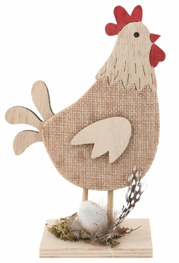 Wooden Hen with Egg 10 x 15 x 4 cm on a stand