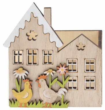 Decorative wooden Fence Roosters 11 x 13 x 7.5 cm