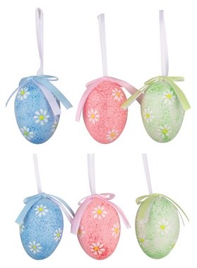 Hanging Plastic Eggs 6 cm, 6 pcs in polybag