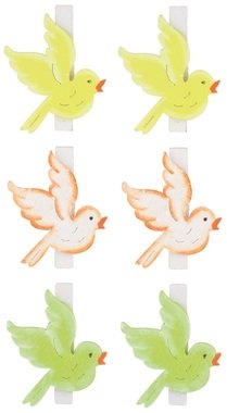 Wooden Bird 4,5 cm on Clip 6 pcs